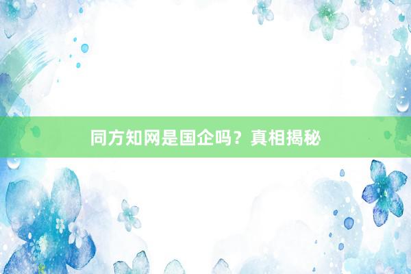 同方知网是国企吗？真相揭秘